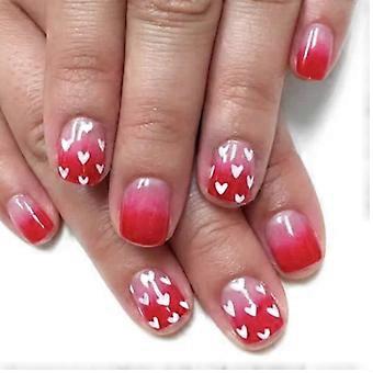 24 Pcs Heart Full Cover Stick on Nail Valentines Day False Nail Short Square Artificial Nail Press On Nail for Women