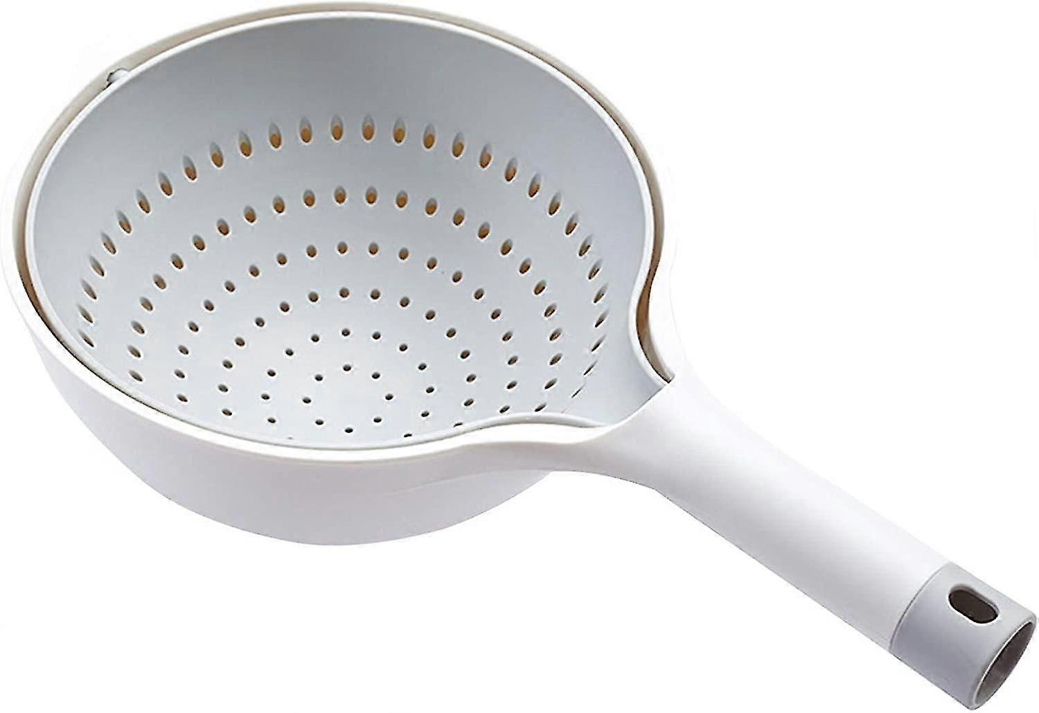 Kitchen Colander With Long Handle, Multi-function Double-layer Separation Kitchen Colander, Innovative Double-layer Rotating Drainage Basin And Basket