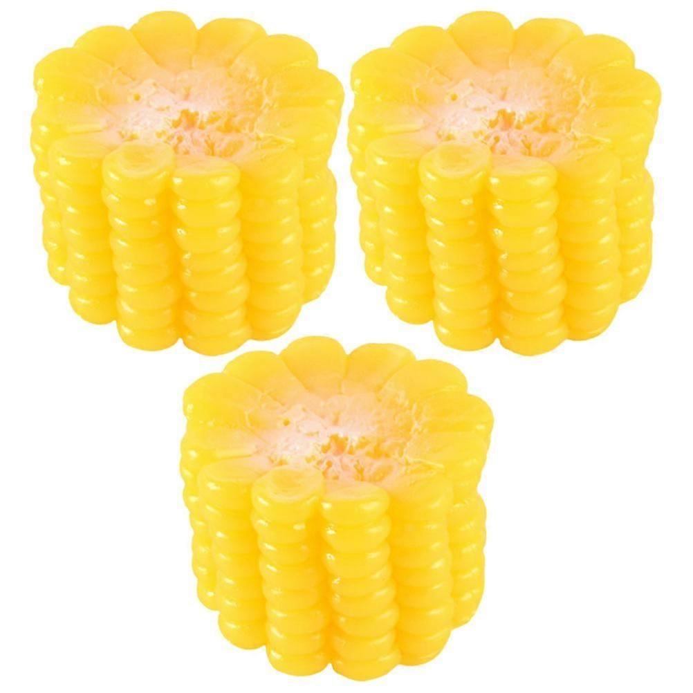 Fake Corn 3Pcs Artificial Corn Models for Decor in Yellow PVC Material