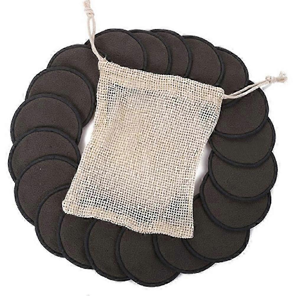 Sorte makeupfjernerpuder til ansigtsvask 12 stk. bambusfibermateriale