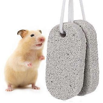 Pet Teeth Grinding Stone 2Pcs Calcium Mineral for Small Pets' Oral Care