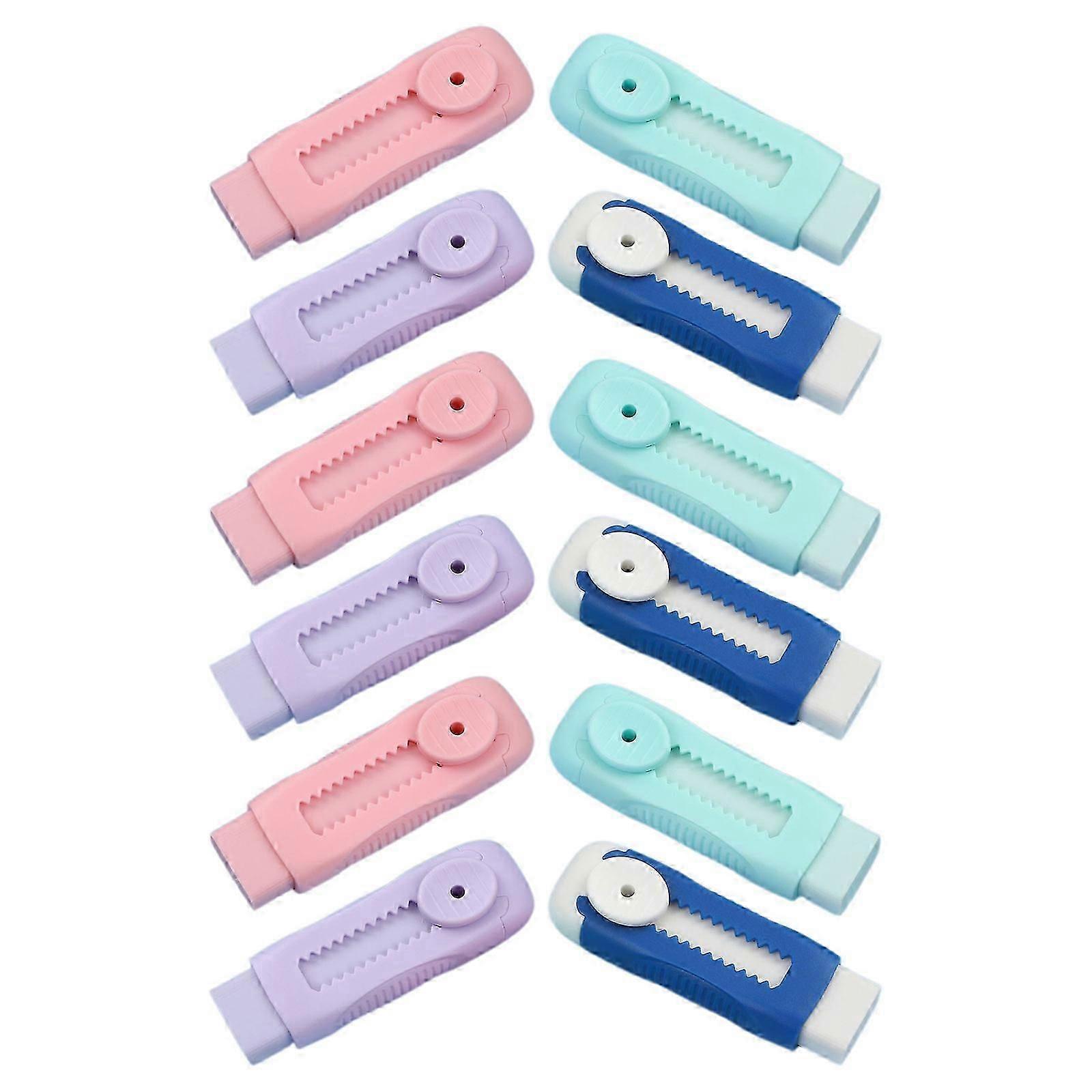 Sliding Retractable Eraser Convenient Push Pull 12Pcs for School Supplies