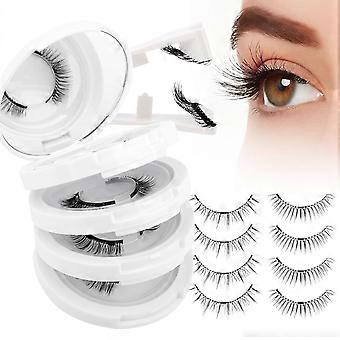 Magnetic Eyelashes with Applicator, Natural Look: 4 Pairs, No Glue and Eyeliner Required, CX0220, 079+B01 Black