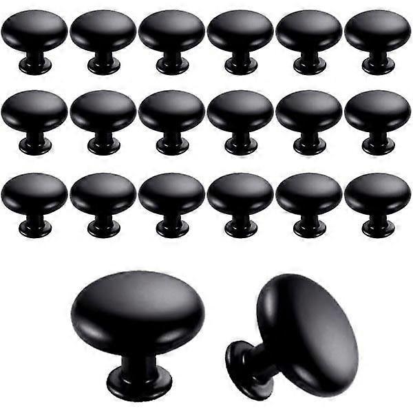 20 pcs door knobs drawer knobs 30 mm vintage handles cabinet cupboard knobs for kitchen cabinets (black) (FMY)
