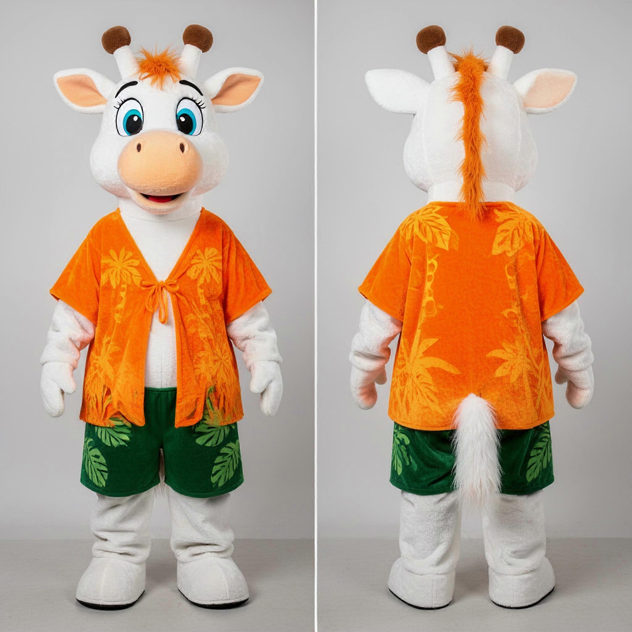 MASTICOT White Cuddly Giraffe Mascot
