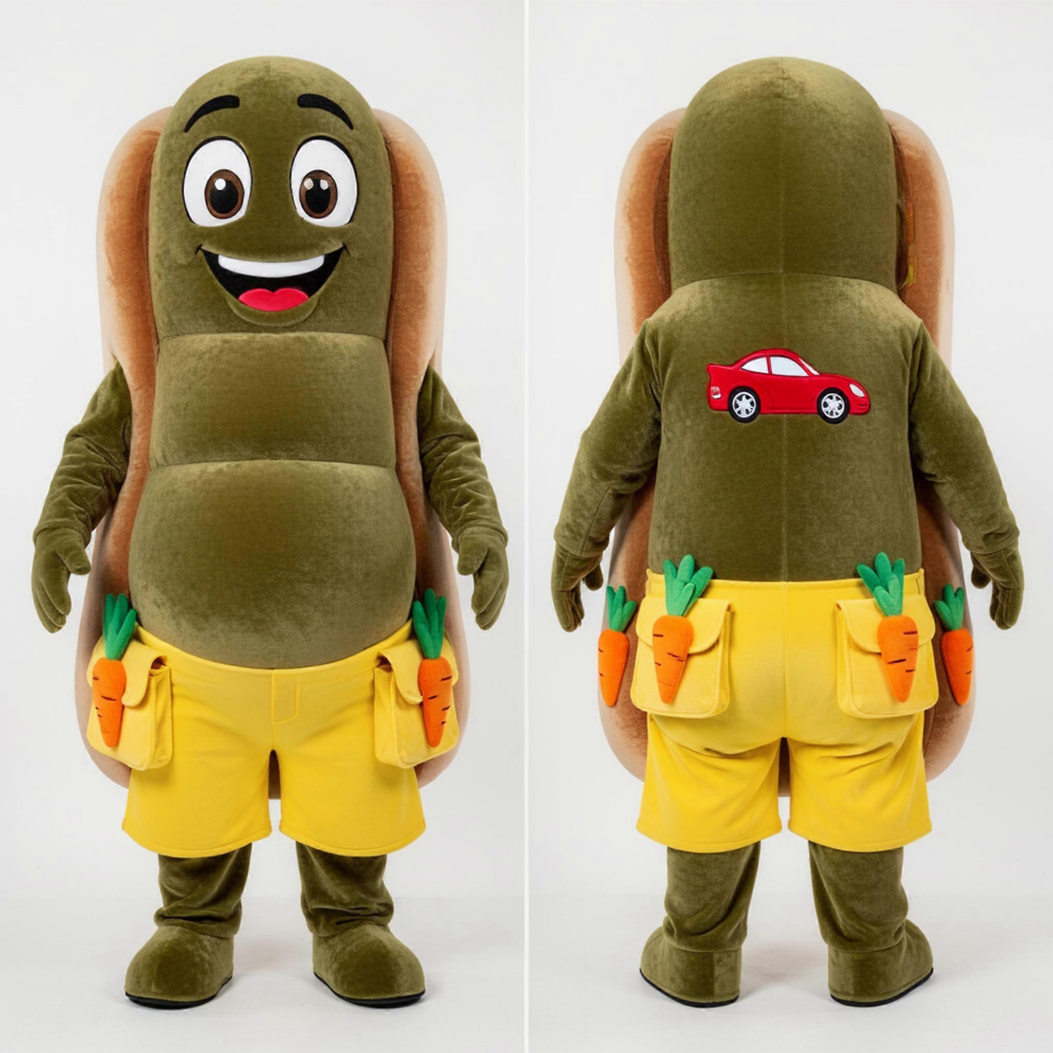 MASTICOT Olive Green Smiling Hot Dogs Mascot