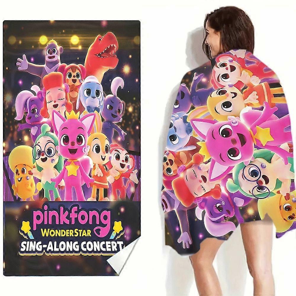 Serviette de plage Pinkfong Style (1 pièce), en tissu éponge, ornée d'un motif imprimé raffiné.