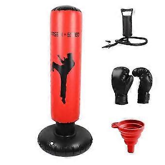 1.6m Inflatable Children's Boxing Pillar (red Pvc) For Adults (tumbler Kicking ) With Hand Pump And Gloves 26-27