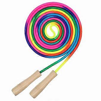 Kids Skipping Rope, 5m Adjustable Double Dutch Jump Rope, Multiplayer Rainbow Jumping Rope with Wooden Handle 26-27