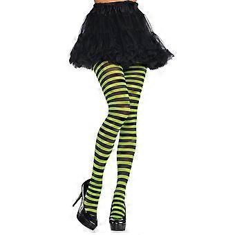 Adult green and black striped tights