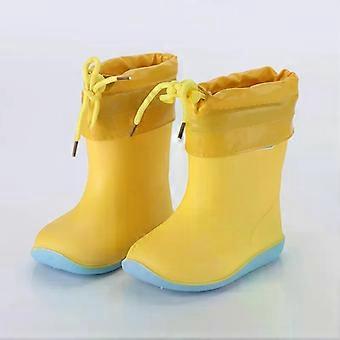 Kids Rubber Rain Boots for Boys and Girls, Non-slip Waterproof Water Shoes with Removable Cotton Cover