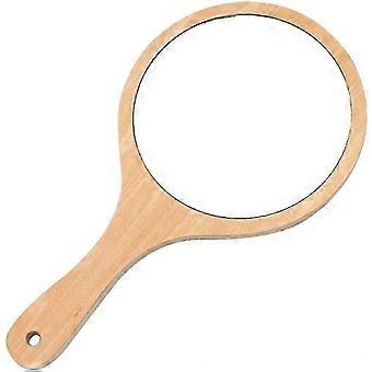 Salon Hairdressing Hand Mirror Circular Hand Mirror With Wooden Handle Wooden Round Hand Mirror Salon Round Wooden Mirror Makeup Mirror Compatible Wit