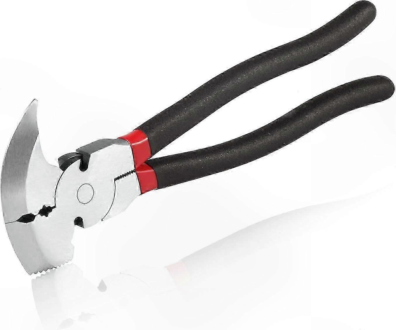Fence Pliers 10.5' Heavy Duty Multi-Function Staple Puller Joint Tool with Hammer Head