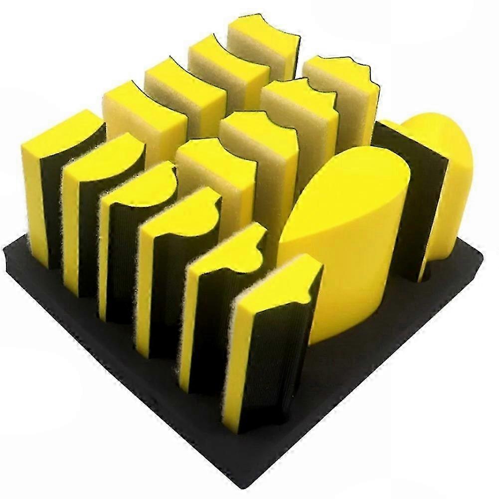 Hand Sanding Block Set with Hook & Loop Backing, Interchangeable Assorted Convex and Concave Shapes