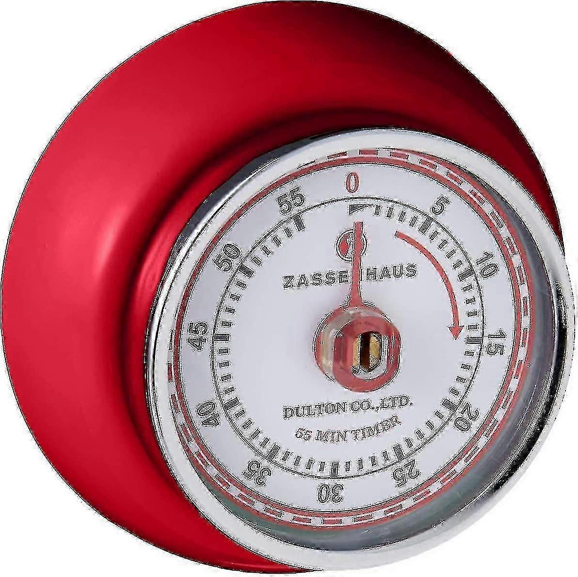 Magnetic Retro Kitchen Timer, Classic Mechanical Cooking Timer (red)