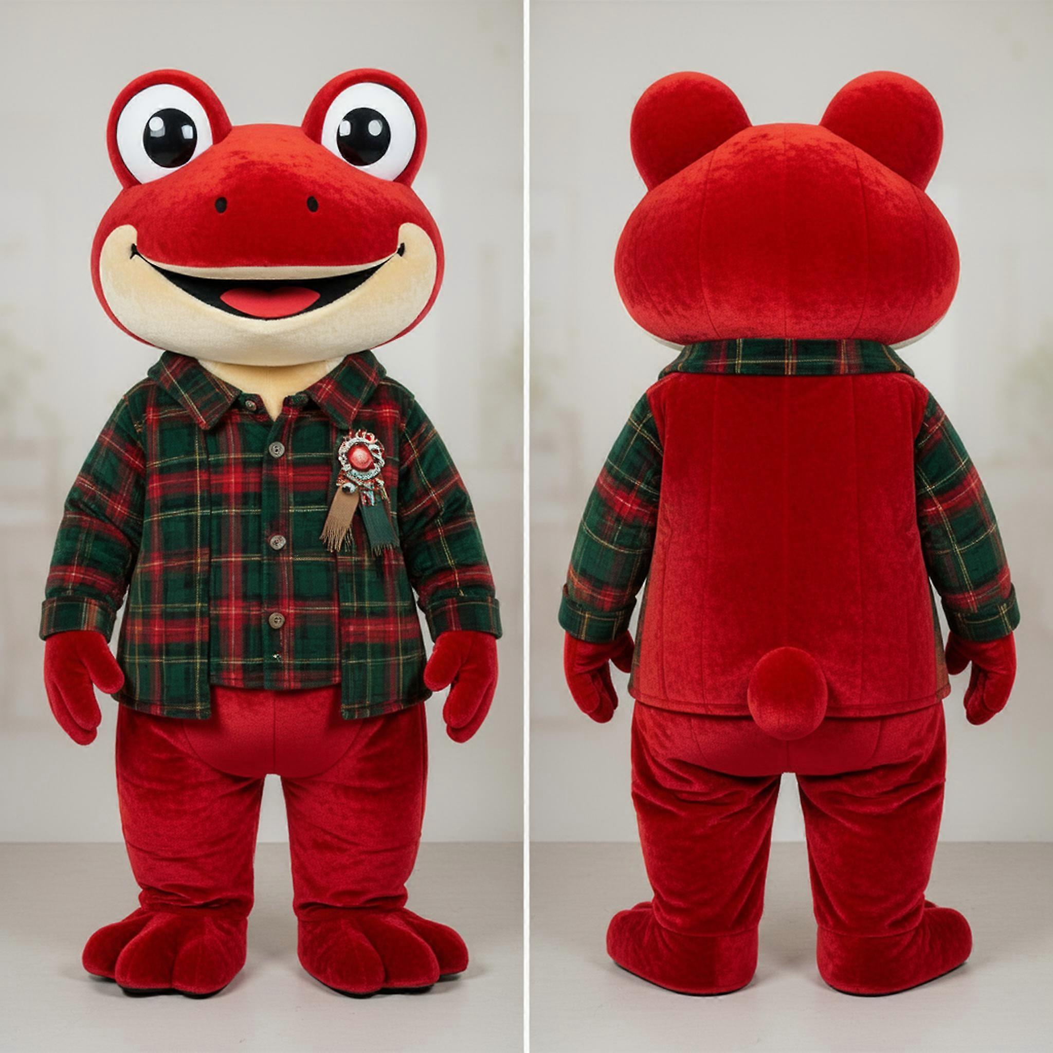 MASTICOT Velvety Red Smiling Frog Mascot