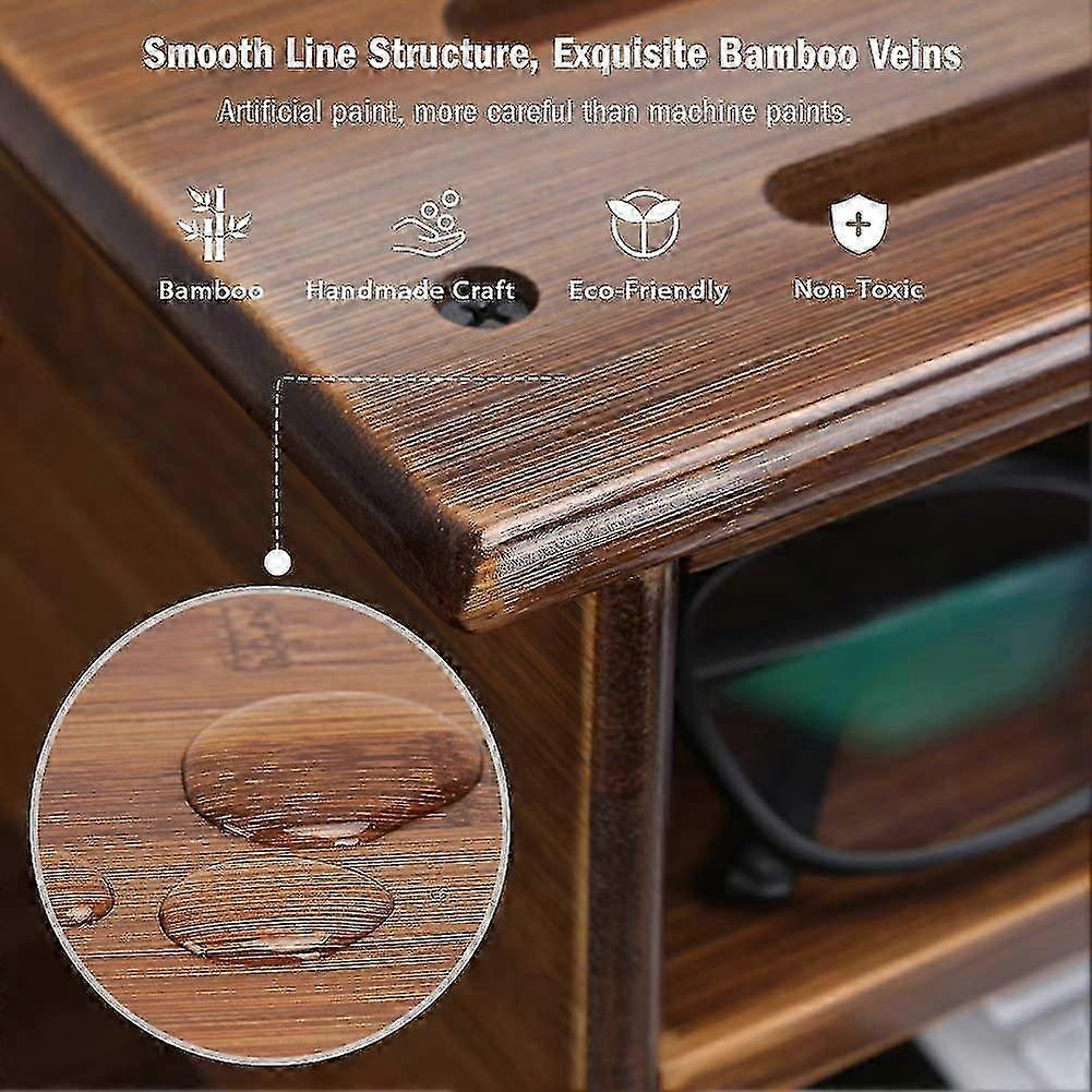 Monitor Stand Riser With Storage Organizer Drawers Bambooretro Brown