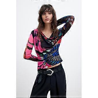 Desigual by M. Christian Lacroix Galaxia Lacroix Long Sleeve Multicolour Mesh Top 26WWTK11