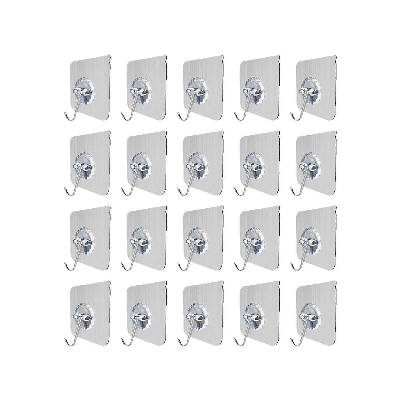Practical Waterproof Adhesive Hooks for Holding 20Pcs Silver Wall Mounts