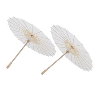 2 Stück weiße Papier-Schirme, bemalt mit Ölfarbe, dekorative Schirme im chinesischen Stil, geeignet als Requisiten für Hochzeitsfotos.
