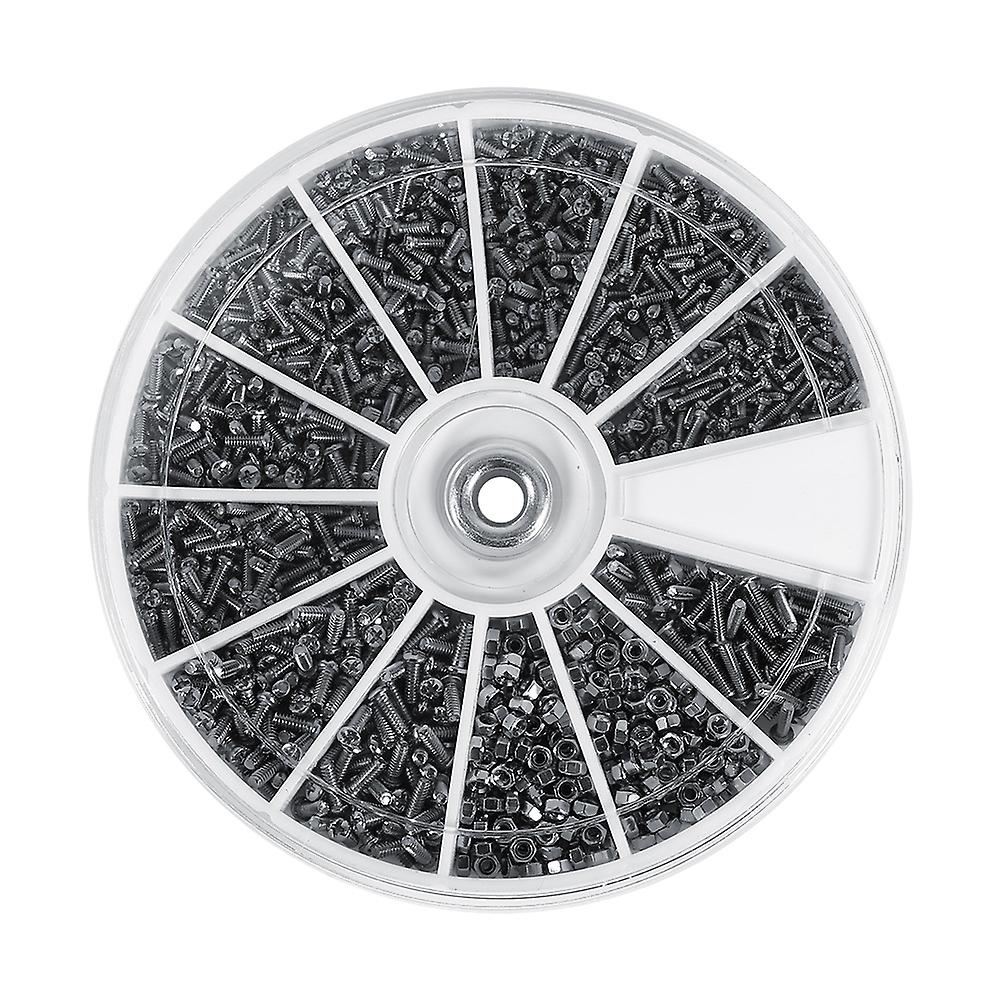 600pcs 12 Kinds of Small Screws Nuts Assortment Kit M1 M1.2 M1.4 M1.6 for Watches Glassess