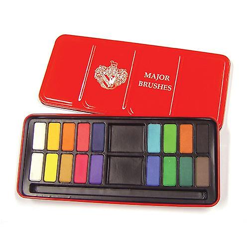 Major Brushes Watercolour Red Tin Set, 18 Colours