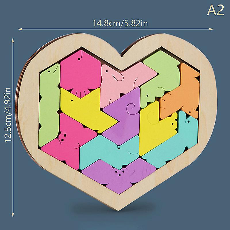 1set Colorful Jigsaw Tangram Math Toy Heart Shape Baby Educational Learning Toys
