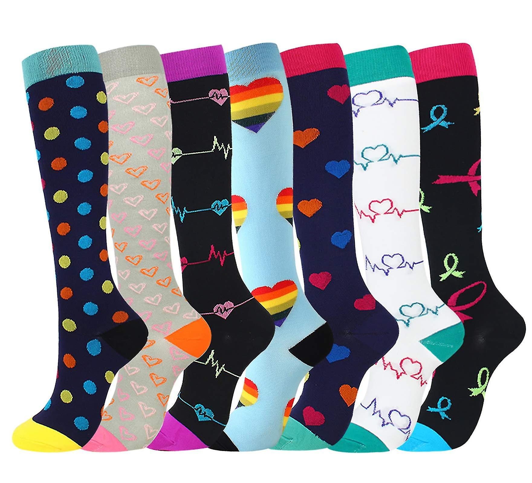 Compression Socks, (7 Pairs) For Men & Women 20-30 Mmhg Is Best For Athletics, Running, Flight Travel, Support