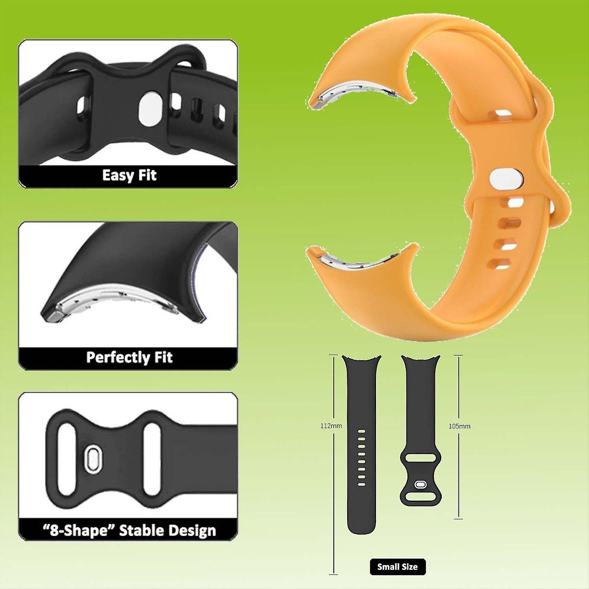 For Google Pixel Watch 3 41mm / 2 / 1 Silicone Strap Size S Watch Yellow