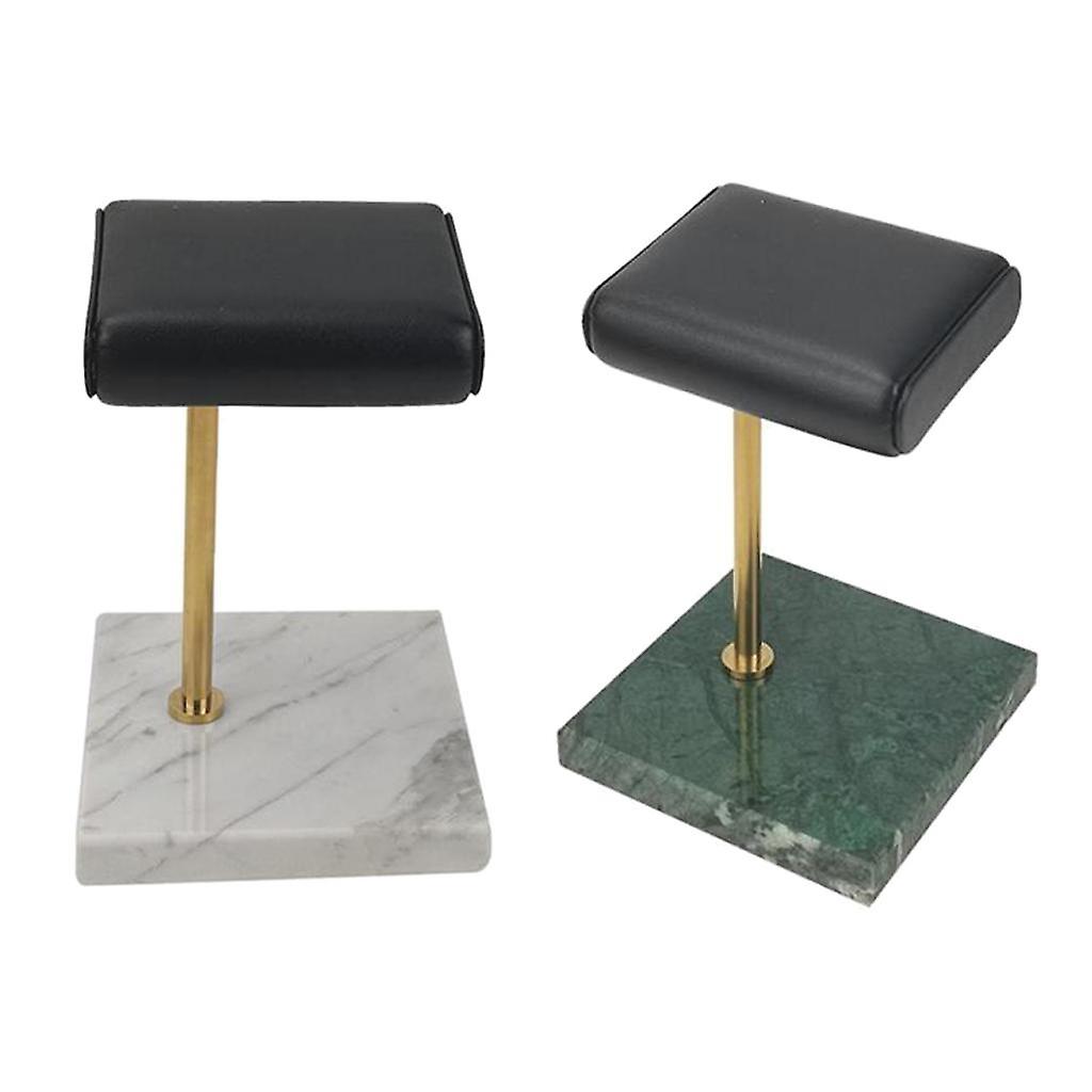 2 pezzi in marmo verde e bianco e PU supporto per orologio per display