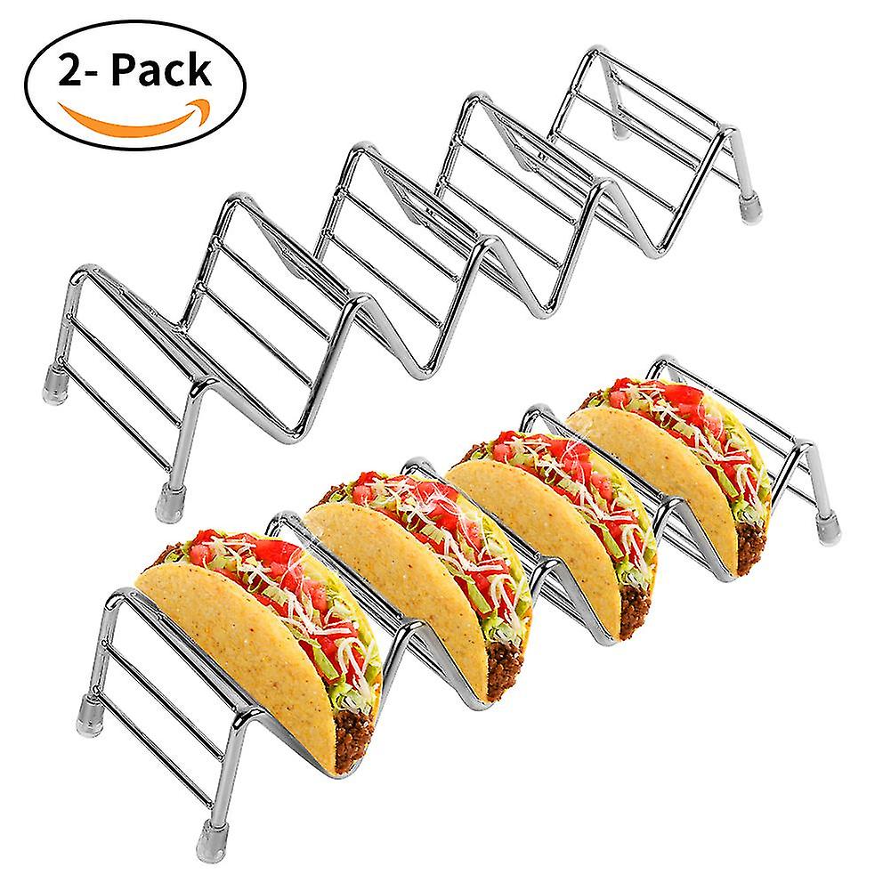 Taco Holder Set of 2, Premium Stainless Steel Taco Stand Rack for Kids Hard or Soft Shell Tacos