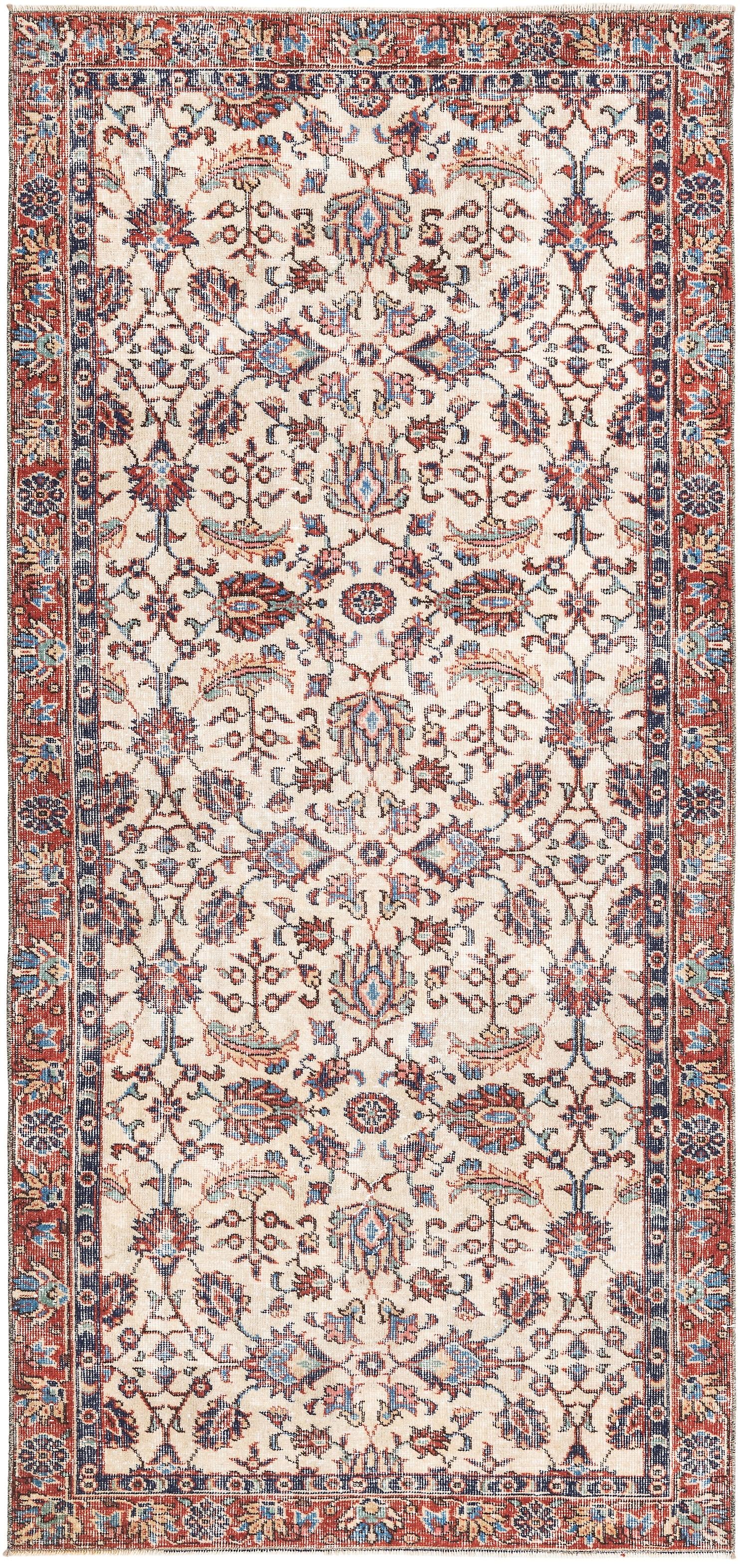 Hadorn ウルトラ ヴィンテージ 114x239 ベージュ ハンドメイド ターキー ラグ