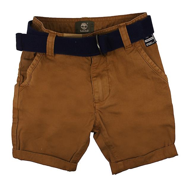 Timberland Chino Garçons Bermuda Coton Marron Shorts Avec Ceinture T0239