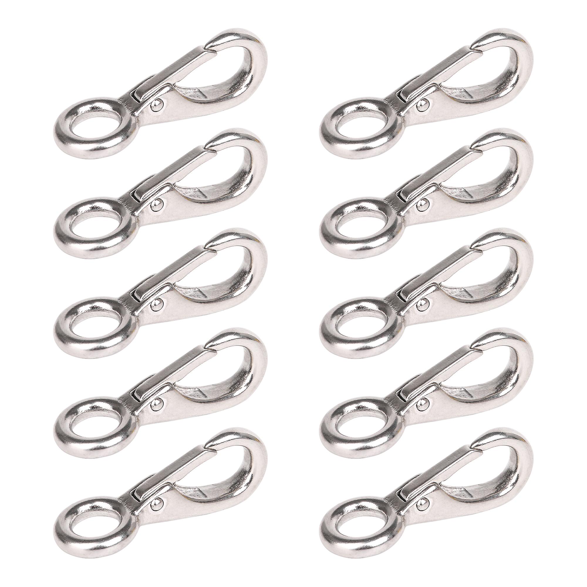 10Pcs Silver 304 Stainless Steel Spring Swivel Snap Single Clips Clasps