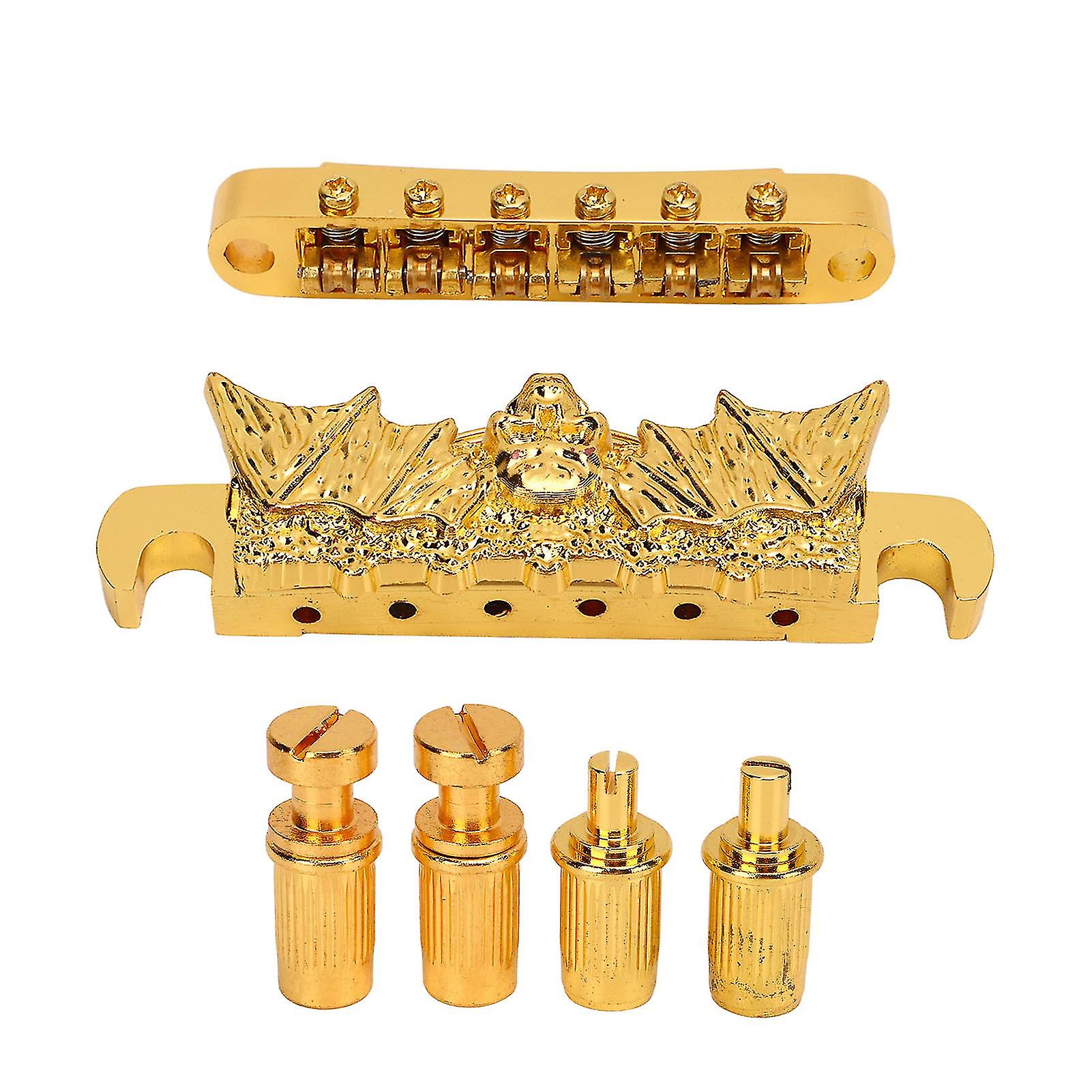 Guitar Bridge Tailpiece Roller Saddle Height Adjustable Beautiful Gold Roller Saddle Bridge Tailpiece 