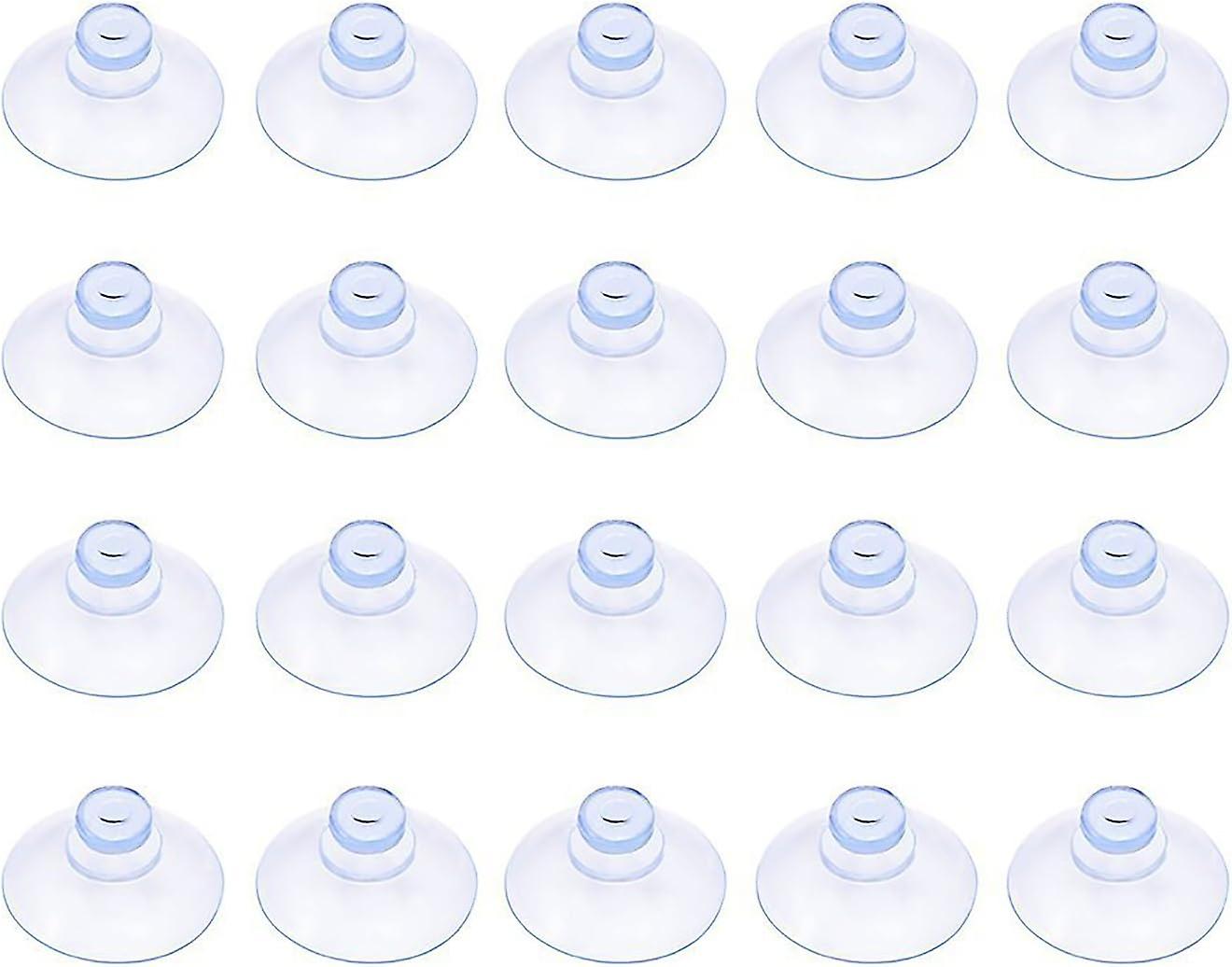 Pack of 20 Small Clear Plastic Suction Cups, No Hook, 30mm