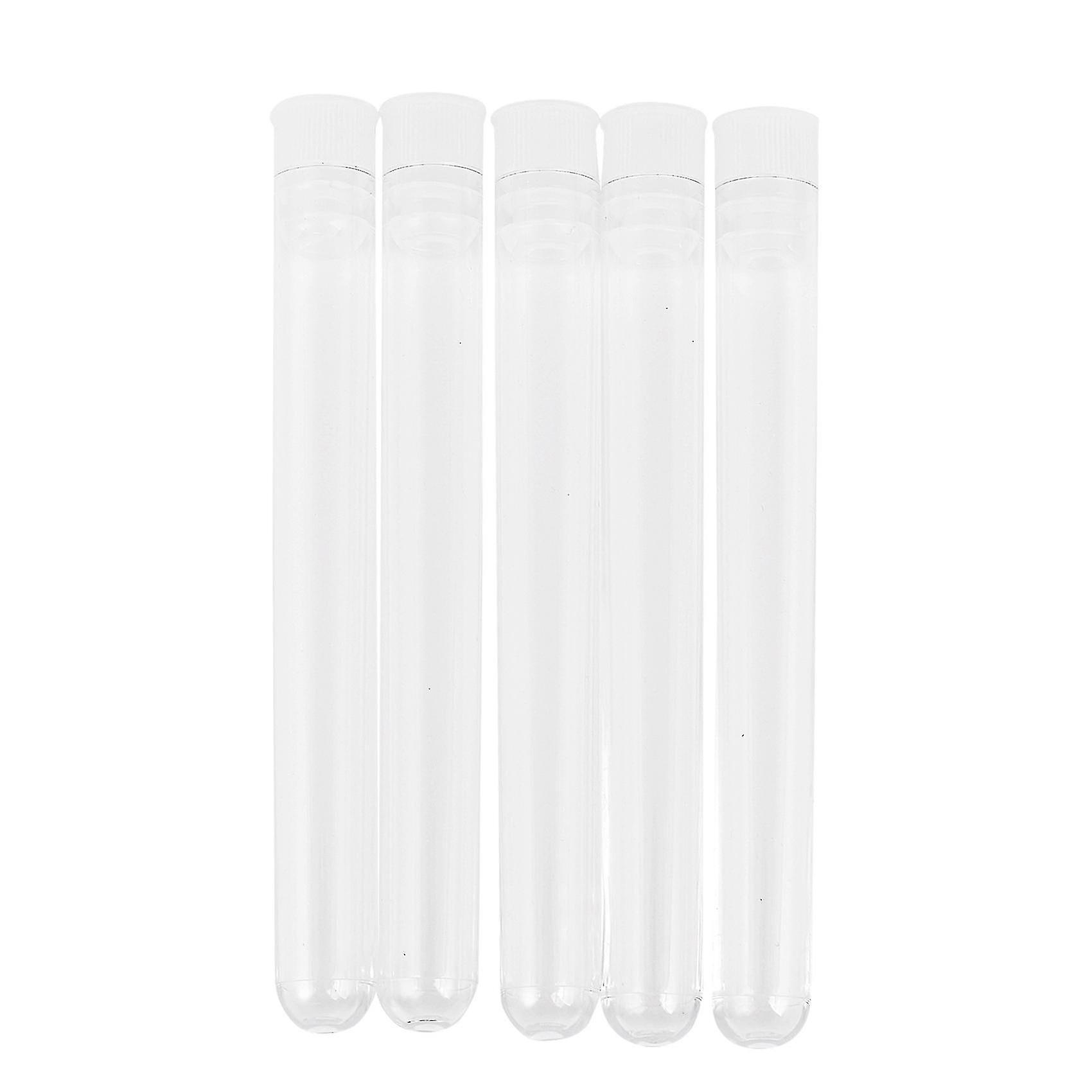 100pcs Clear Plastic Test Tube With Cap 12x100mm U- Bottom Long Transparent Test Tube Lab Supplies