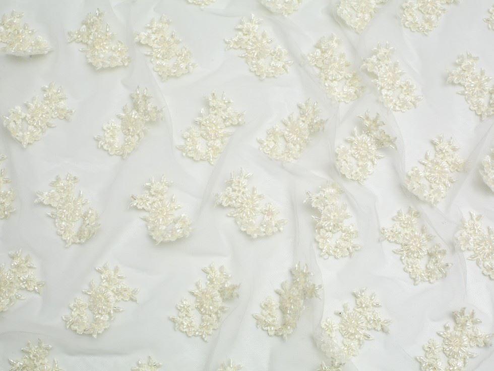 Beaded Embroidered Tulle Lace Fabric