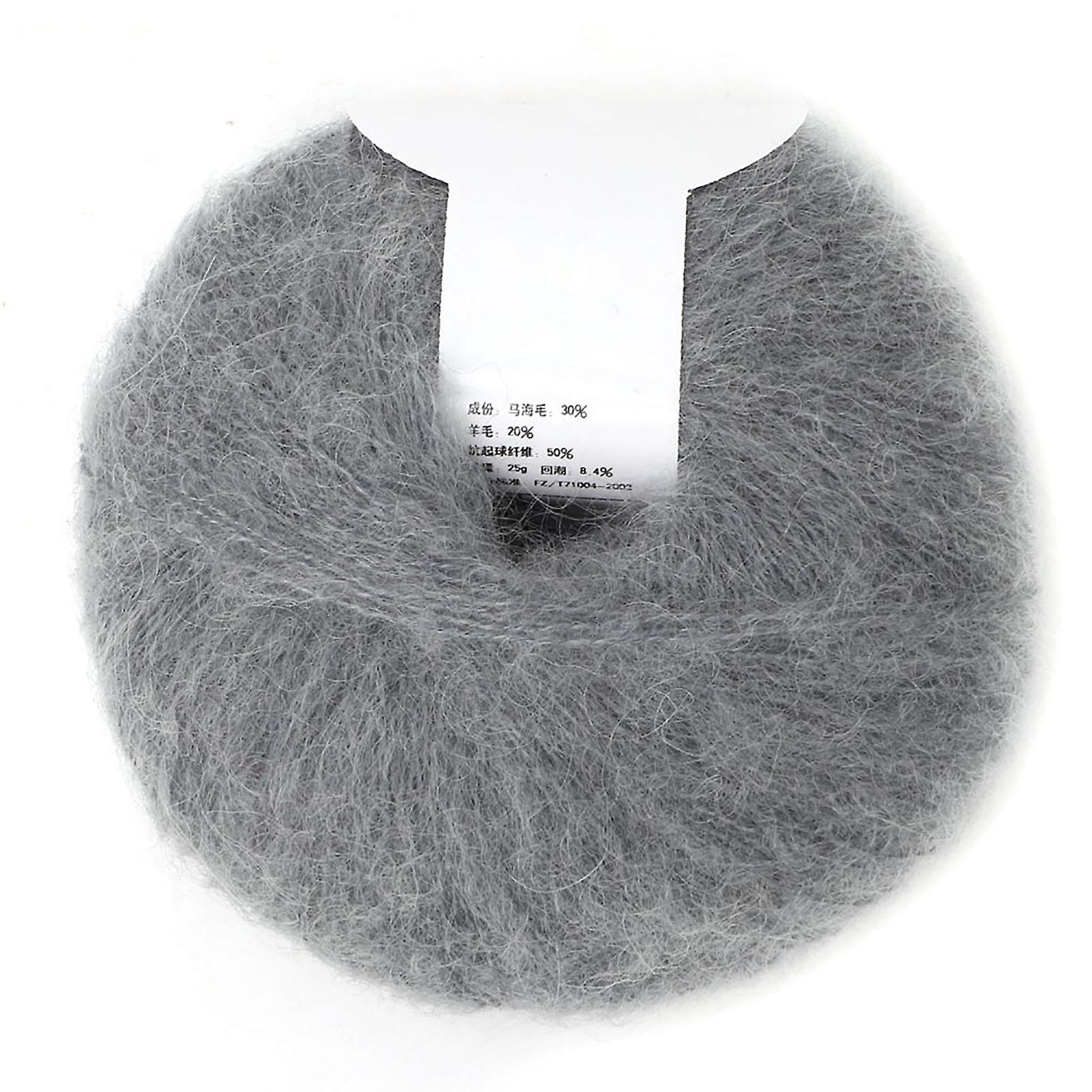Popular Soft Mohair Pashm Knit Angora Long Wool Yarn Hot (light grey)