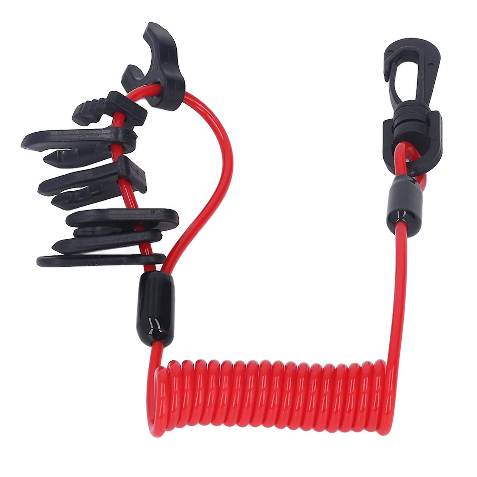 Boat Engine Switch Lanyard Safety Tether Emergency Stop Spring Wire PU for Replacement 