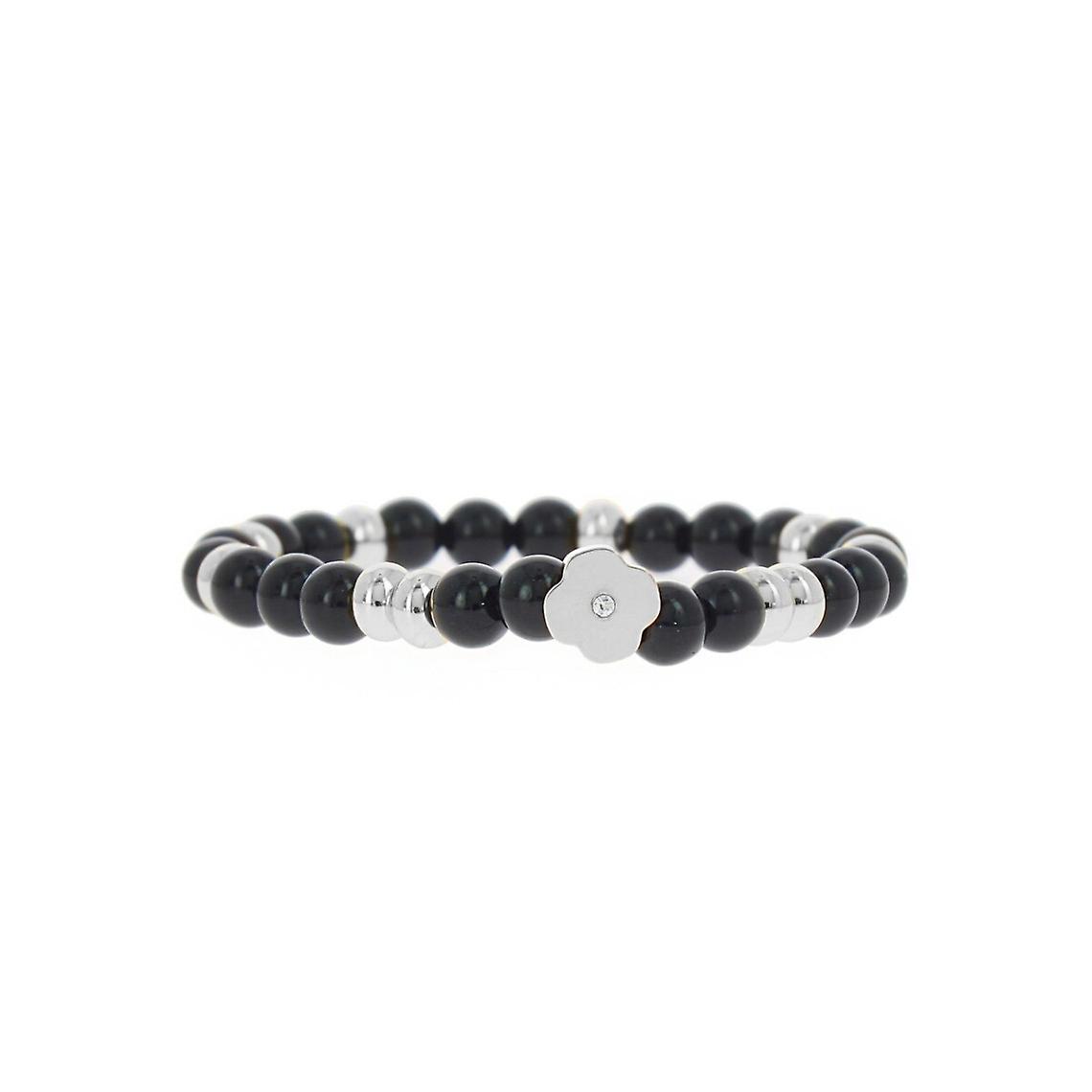 Les Interchangeable pulsera A58821 - Perla Negro Flor Forma Mujeres