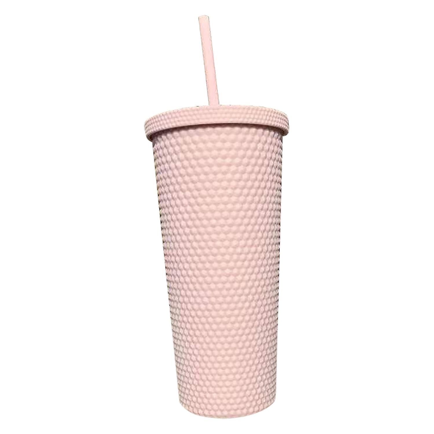 710ml Water Bottle Honeycomb Wide Application with Lid Straw Double-layer Textured Drink Bottle for