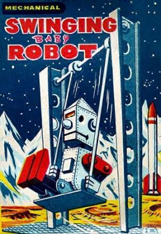 Swinging Baby Robot Poster