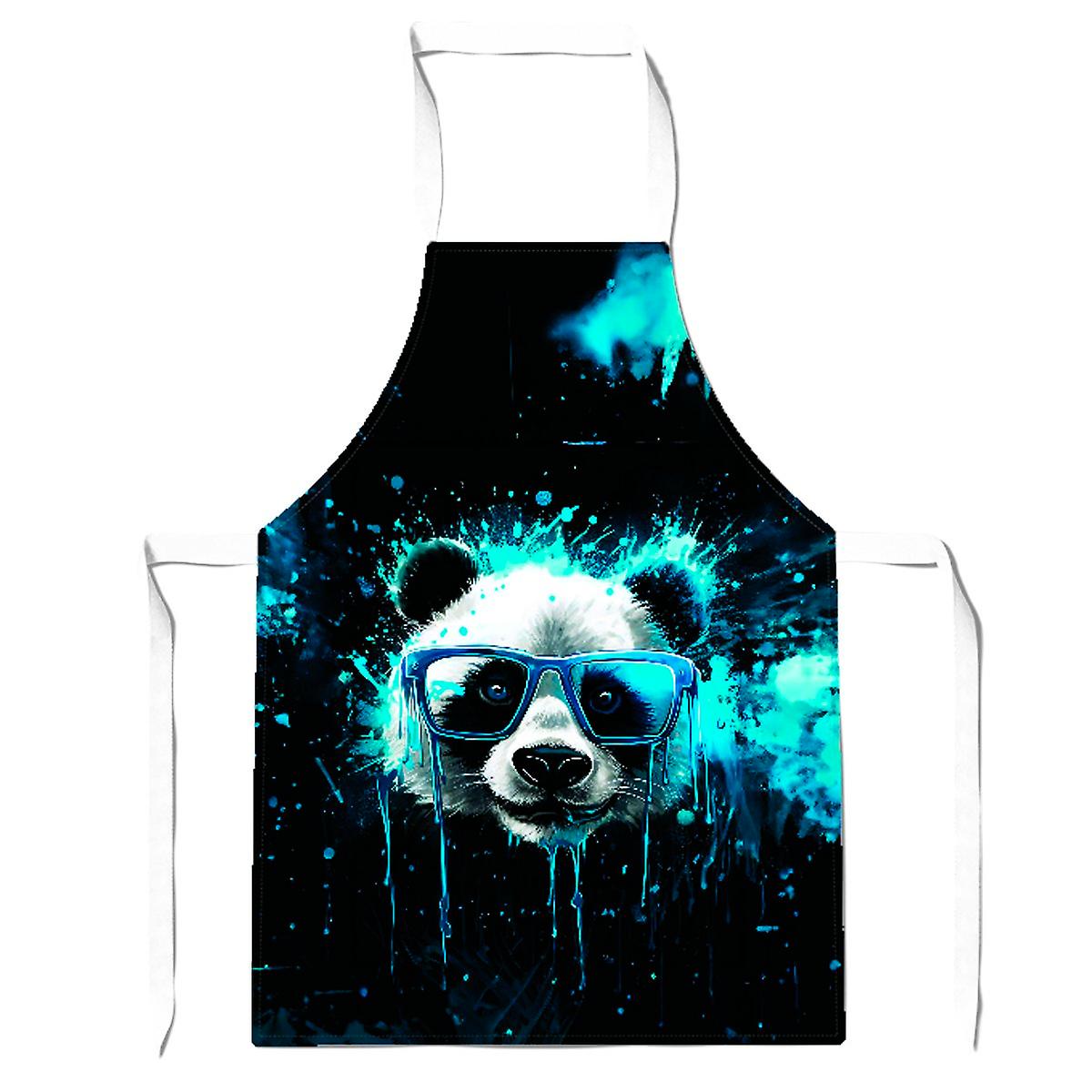 Blue Splashart Panda Face Apron