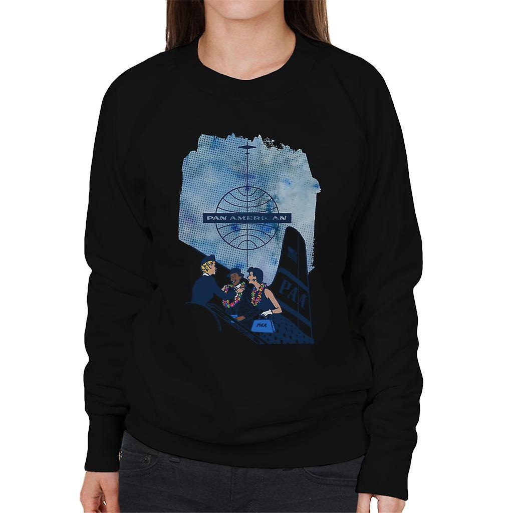 Pan Am Hostess Placing Rainbow Lei On Customer Women's Sweatshirt