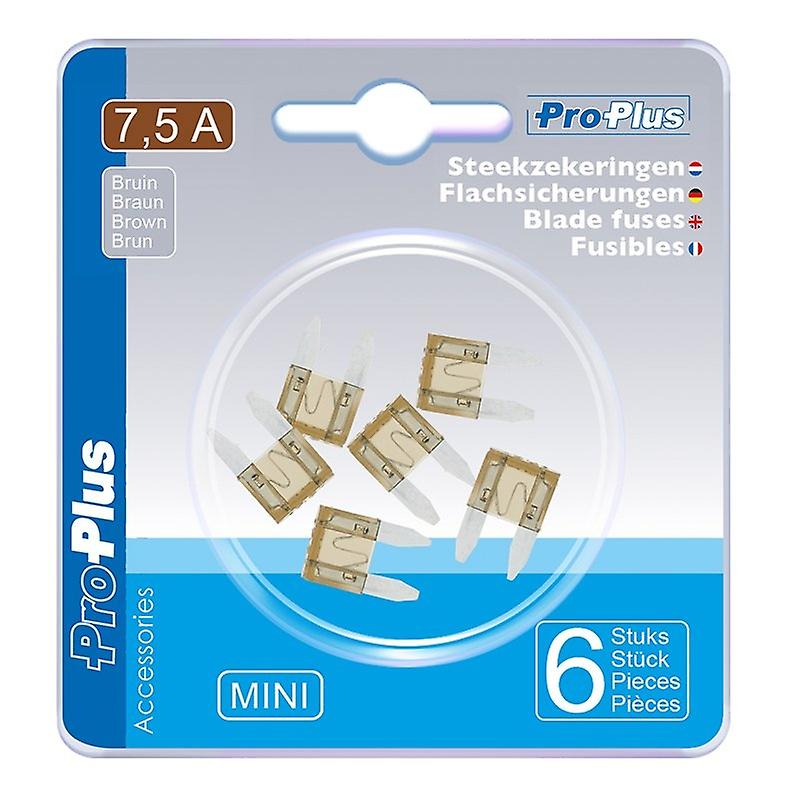 Bladet smelter mini 7.5A brun 6 stykker i blemme