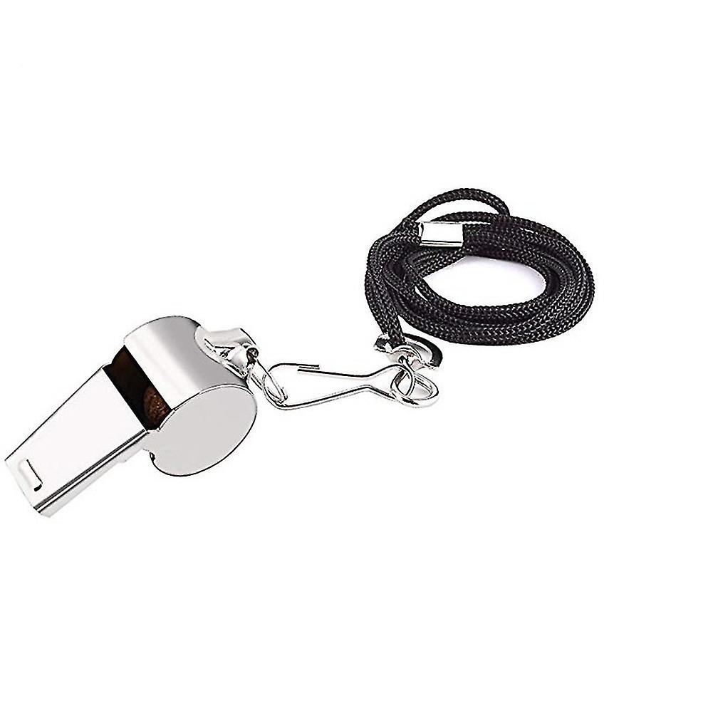 Portable Stainless Steel Referee Emergency Sports Whistle with Neck Lanyard