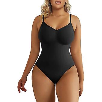 Women's Shapewear Bodysuit Tummy Control Body Shaper Seamless Sculpting Snatched Waist Body Suit Black