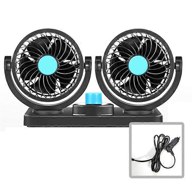 LBQ 12V USB Car Fan Portable Vehicle Fan Dual for Electric Vehicle Mounted Fan 360 Degr