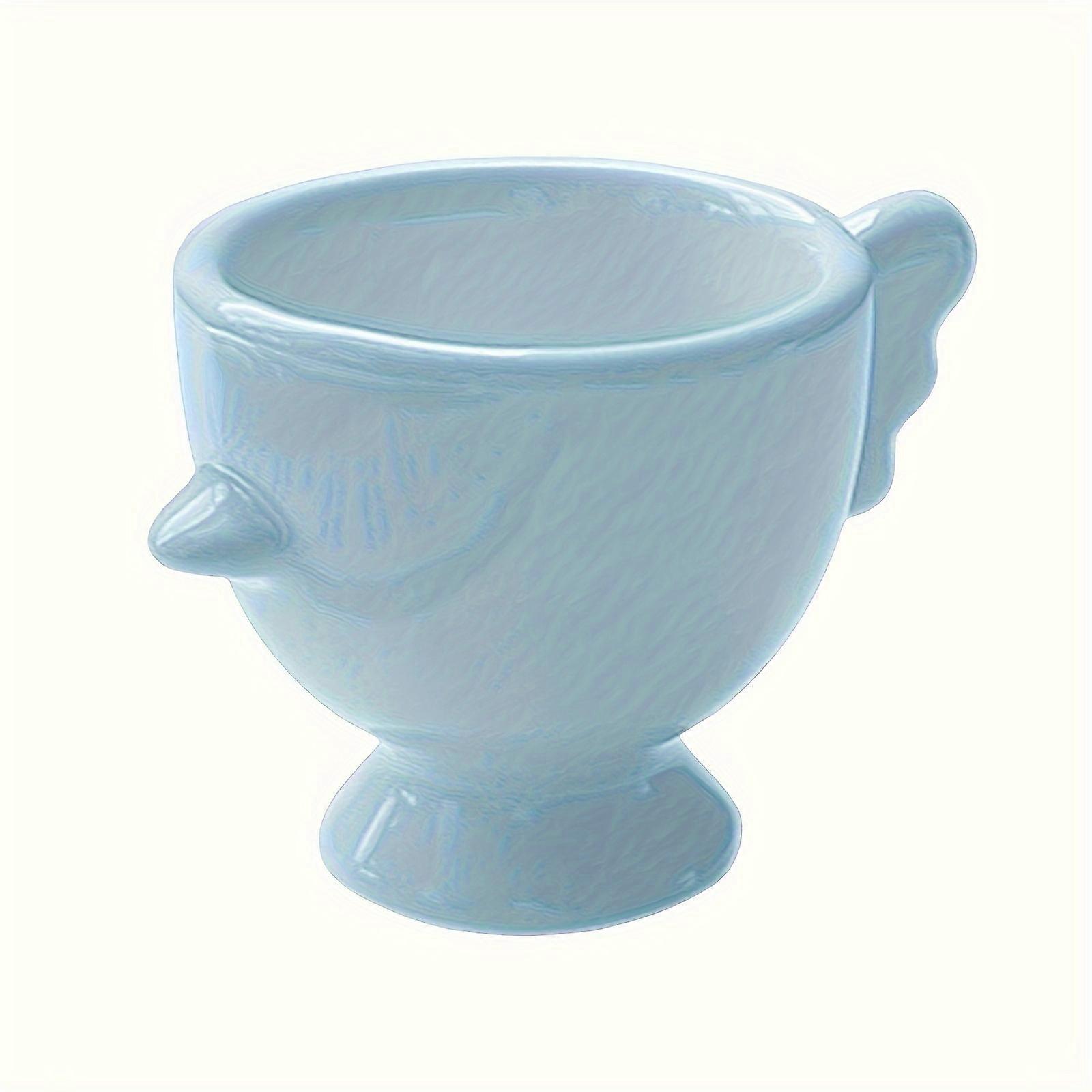 かわいいチキンの形をしたセラミックエッグホルダー - イエロー&ホワイト、朝食に最適